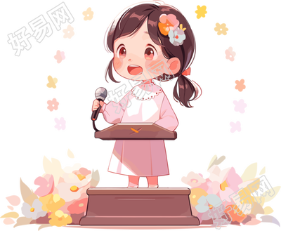 可爱小女孩演讲商业设计元素