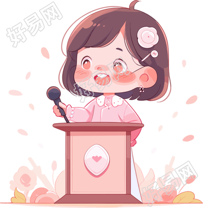 可爱小女孩演讲透明背景插图