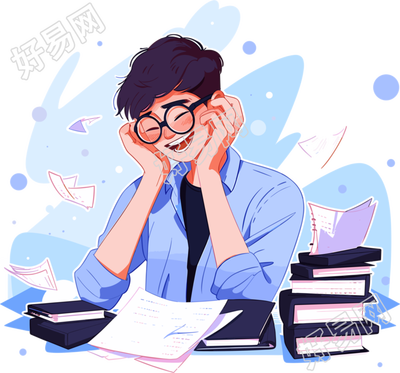 快乐学习2D扁平插图素材