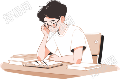 学生学习透明背景插图