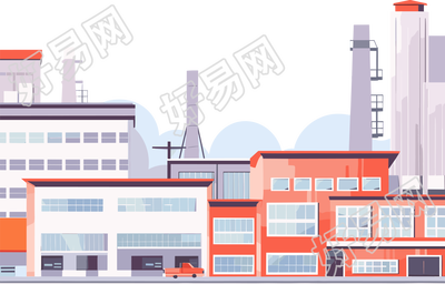 工业园区2D平面插画素材
