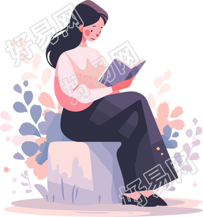 阅读女孩设计元素商业可用PNG