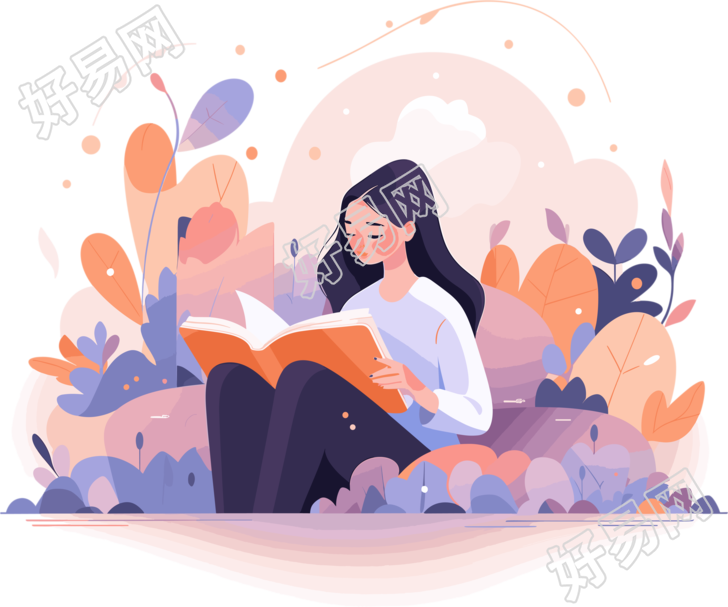阅读女孩创意设计商业素材