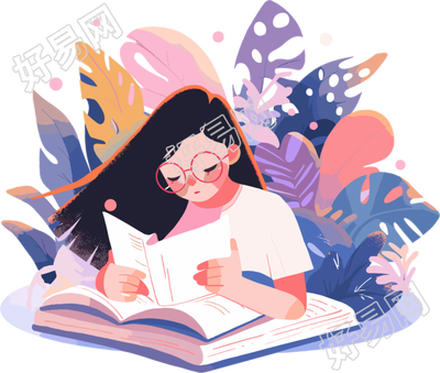 阅读女孩创意设计元素