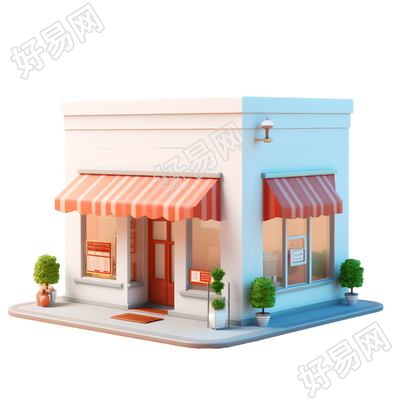 3D购物小店简洁插画