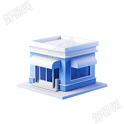 3D购物小店蓝色创意设计素材