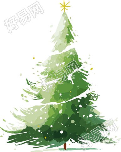 圣诞树抽象笔触插画