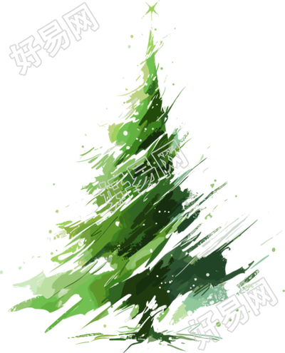 圣诞树抽象笔触绿色插图