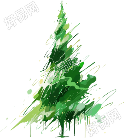 圣诞树抽象笔触可商用素材