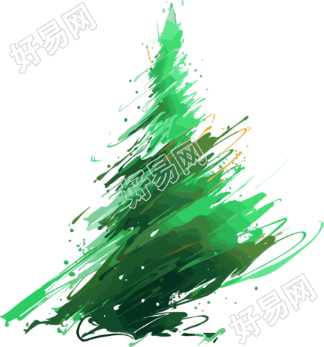 圣诞树抽象笔触插图设计元素