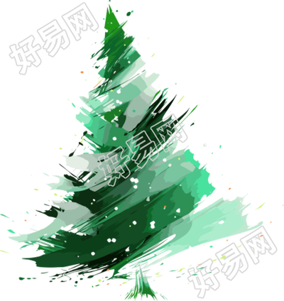 圣诞树抽象笔触商用插画