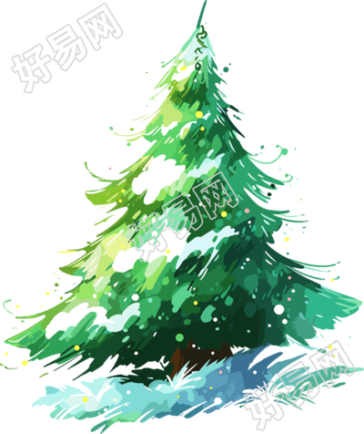 圣诞树抽象笔触描绘素材
