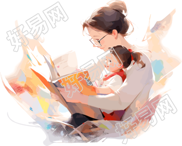 亲子阅读干净背景素材