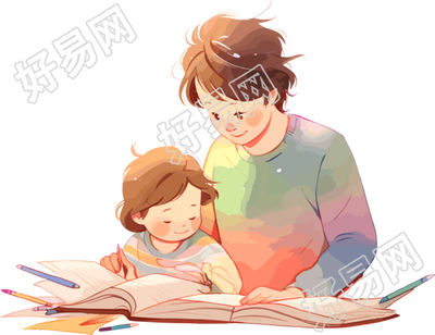 亲子阅读明亮平面设计插画