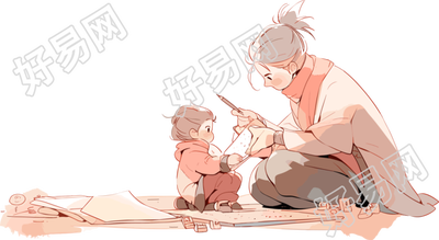亲子阅读插画设计素材