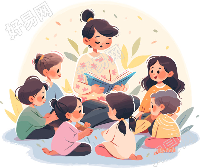 欢乐阅读简洁明快的插画