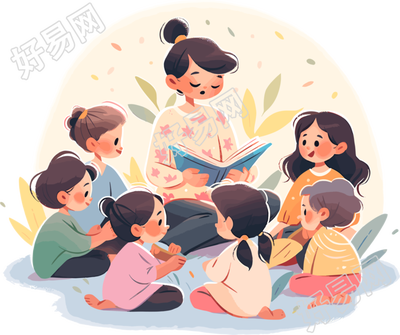 欢乐阅读简洁明快的插画