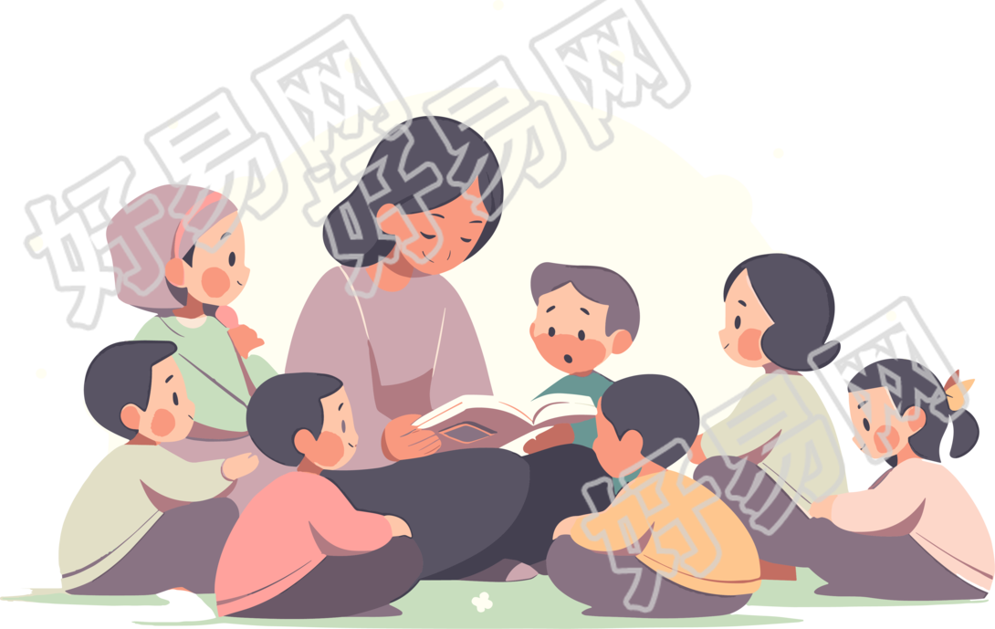 欢乐阅读色彩鲜艳的插图