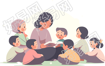 欢乐阅读色彩鲜艳的插图