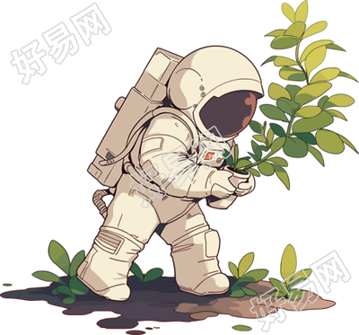 宇航员和植物商业素材