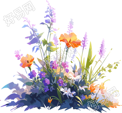 鲜艳植物平面图形插画