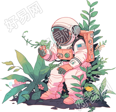 宇航员和植物商业设计素材