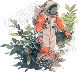 宇航员和植物创意设计元素