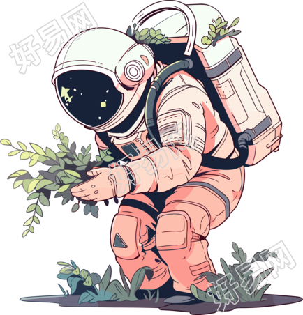 宇航员和植物可商用图形元素