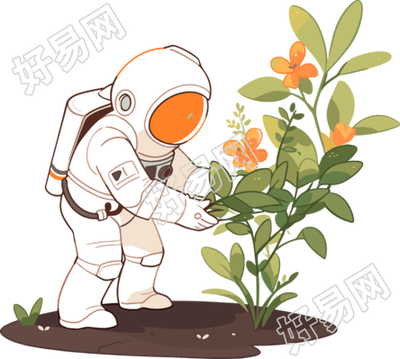 宇航员和植物高清插图