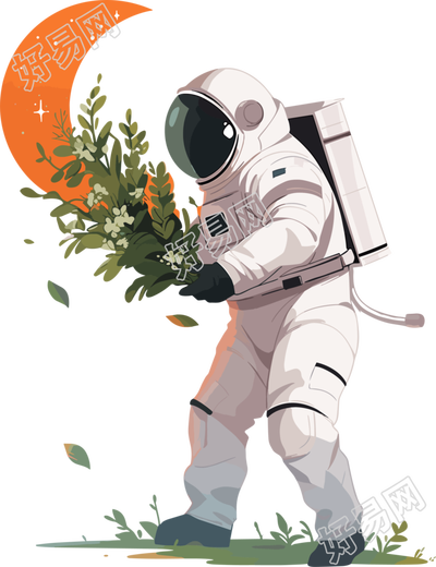 宇航员和植物高质量插图