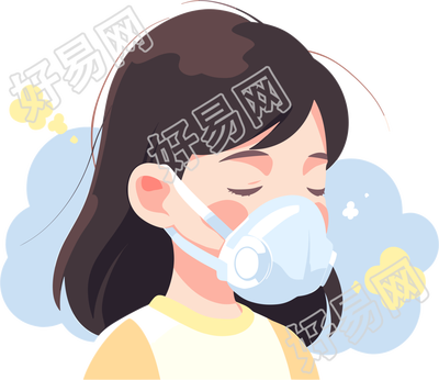 生病女孩带口罩插图