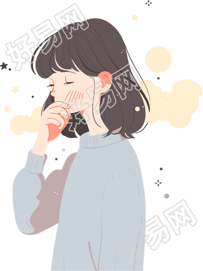 生病女孩彩色插画