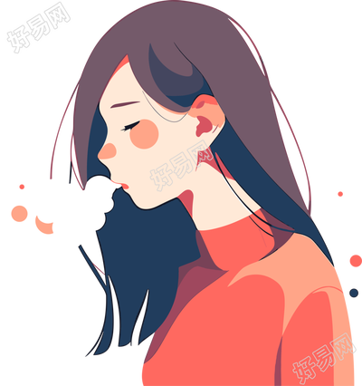 生病女孩咳嗽高清插图