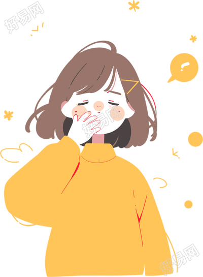 生病女孩咳嗽创意商业插画