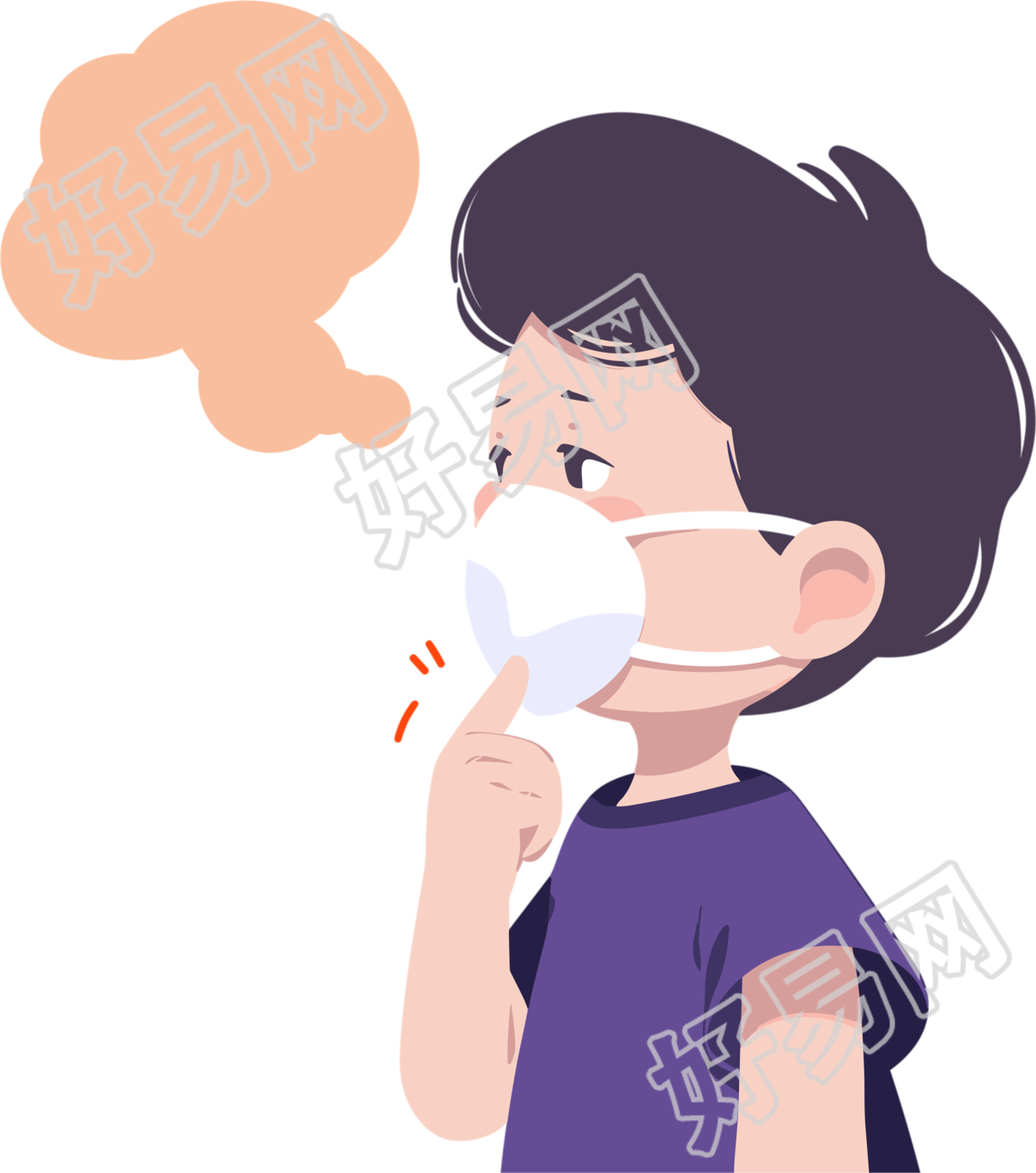 生病男孩咳嗽插图