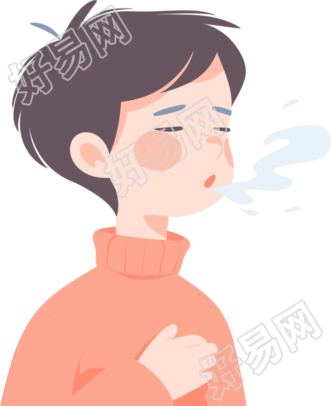 生病男孩咳嗽插图