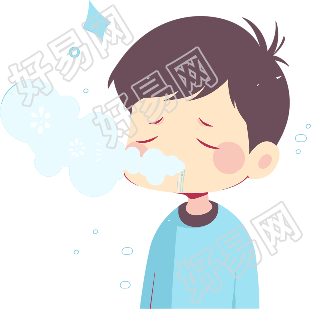 生病男孩咳嗽元素