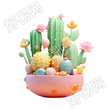 仙人掌盆栽商业设计元素