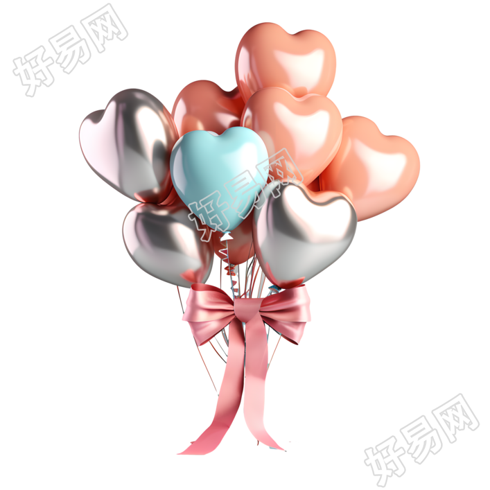 3D气球蝴蝶结插画