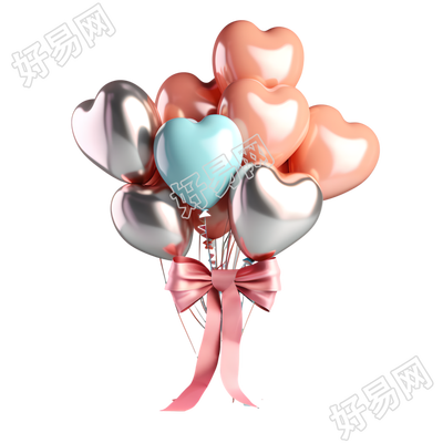 3D气球蝴蝶结插画