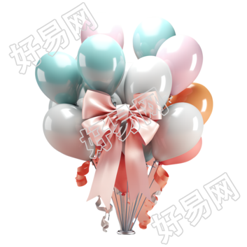 3D气球粉色蝴蝶结素材