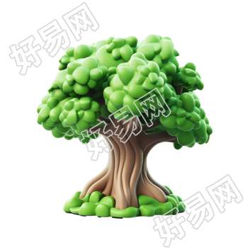 卡通大树透明背景插画
