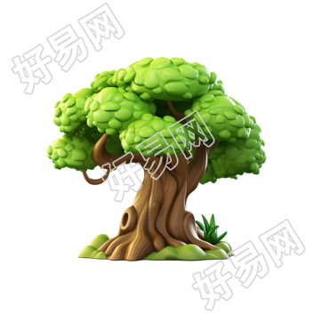 卡通大树可爱3D图标设计素材