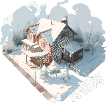 雪地小屋可商用插图