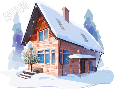 雪地小屋商业插图
