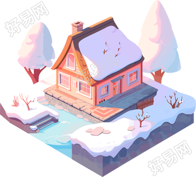 雪地小屋创意设计元素