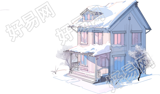 雪地小屋商业插画素材