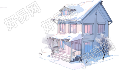 雪地小屋商业插画素材