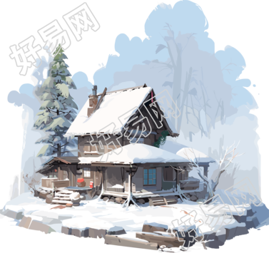 雪地小屋创意设计元素