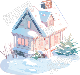 雪地小屋创意插图设计